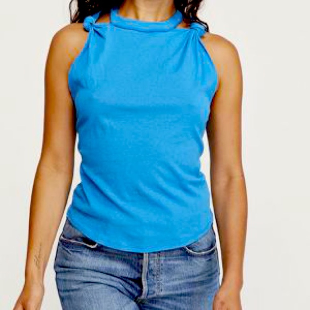 Free People Blue Knot-Shoulder Women's Tank Top